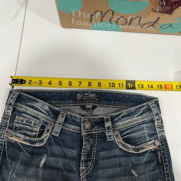 Silver Suki Low Rise Cropped Jeans Stitched Distressed Womens Size 26 - Picture 8 of 10